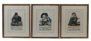 Grafiker des 18. Jahrhundert 3 karikaturistische Figurendarstellungen: ''Don Miguel Zorrero''