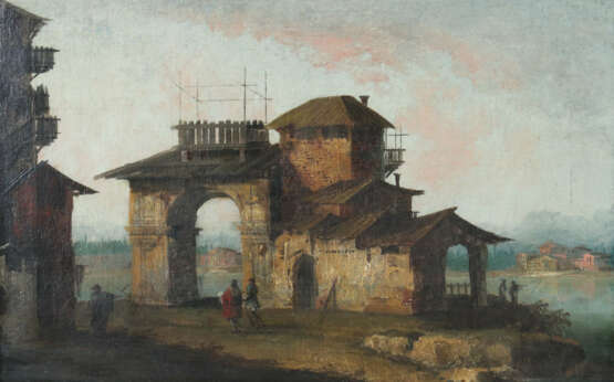 Italienischer Maler des 17. Jahrhundert ''Landschaft mit Portal'' - Foto 1