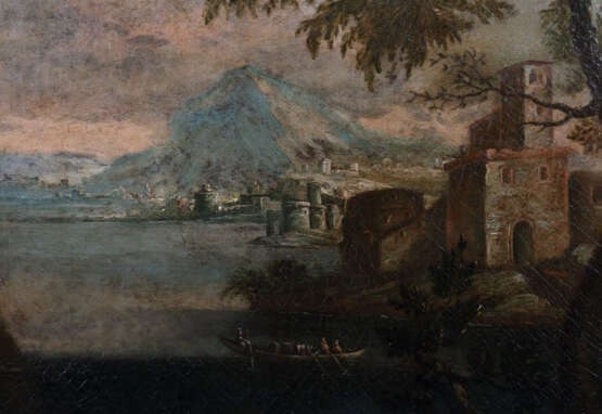 Italienischer Landschaftsmaler des 18. Jahrhundert ''Uferpartie mit Figurenstaffage'' - photo 3
