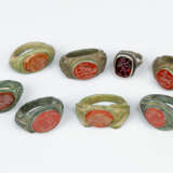 Collection of eight gemstone rings in ancient manner - photo 1