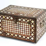 A Indo Portuguese colonial casket in rectangular shape with fall front and inside six drawers with secret chamber - photo 1