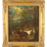 Carlo Tavella (1668-1738)-attributed farmers with horses by a storm - Foto 1