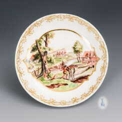 Saucer with landscape painting
