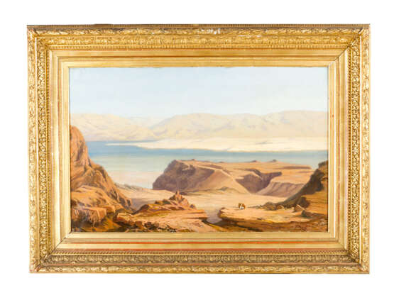 Silvio Poma (1841-1932) view of the dead sea with two beduins - фото 1