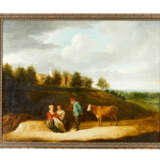 David Teniers the younger (1610-1690)-attributed a shepherd with two women and a cow in landscape in front of a village - Foto 1