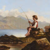 Biedermeier-Maler: Junger Angler am Gebirgssee. - photo 1