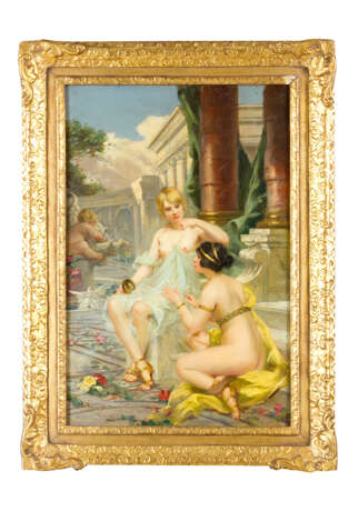 Fernand le Quesne (1856-1932) allegorical scene with girls in classical architecture - photo 1