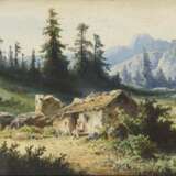DOLL, Anton (1826 München - 1887 ebd.). Doll, Anton: Berghütte in den Alpen. - Foto 1