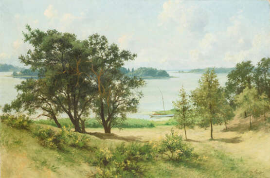 SEEGER, Hermann (1857 Halberstadt - 1945 Krössinsee). Seeger, Hermann: Sonnige Landschaft. - Foto 1