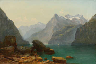 HÖLLEIN, Heinrich (1874 Coburg - 1947 ebd.). Höllein, Heinrich: Rütli mit dem Berg Uriotstock, Urnersee (Vierwaldstättersee).