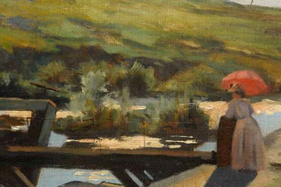 BAUM, Paul (1859 Meißen - 1932 San Gimignano). Baum, Paul: Dame mit rotem Schirm am Schleuse. - photo 2