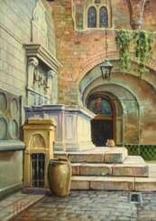 PETERSEN-SVENSBERG, Knud (1889 - 1971). 8767 Petersen-Evensberg, Knud: Stadtansicht mit Brunnen in Italien.