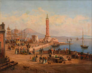 GIGANTE, Ercole (1815 Neapel - 1860 ebd.). Gigante, Ercole: Neapel mit Promenade und Blick zum Vesuv.