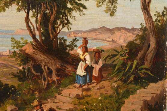 LA VOLPE, Alessandro (1820 Lucera - 1987 Rom). Undeutlich signiert: Italienische Landschaft mit Staffage. - photo 2