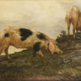 JACQUE, Charles Emile (1813 Paris - 1894 ebd.). Jacque, Charles Emile: Schweine auf dem Hügel. - photo 1
