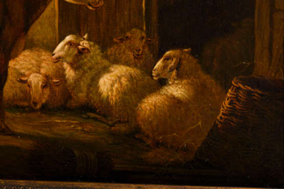 OS, Pieter Frederick van (1808 Amsterdam - 1892). Van Os, Pieter Frederick: Rind und Schafe vor dem Stall. - photo 2