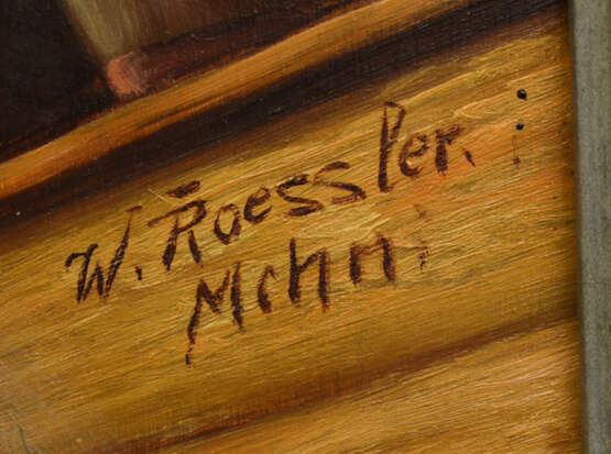 WALTER ROESSLER," Bei der Weinprobe", Öl auf Holz, gerahmt und signiert - фото 2