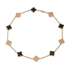 VAN CLEEF & ARPELS GOLD AND WOOD ‘ALHAMBRA’ NECKLACE