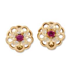 CARTIER MID 20TH CENTURY RUBY AND DIAMOND EARRINGS