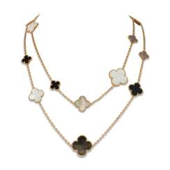VAN CLEEF & ARPELS MOTHER-OF-PEARL, ABALONE AND ONYX 'MAGIC ALHAMBRA' NECKLACE