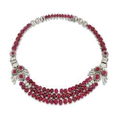 ART DECO RUBY AND DIAMOND NECKLACE