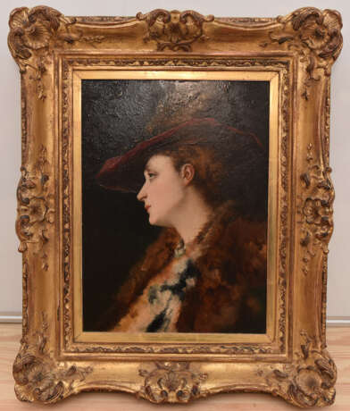 LÉON LUCIEN GOUPIL,"Die Dame im Profil", Öl auf Holz, gerahmt und signiert - photo 7
