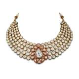 INDIAN DIAMOND AND ENAMEL NECKLACE AND EARRING SET - photo 3