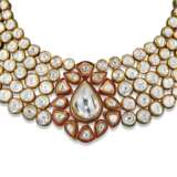 INDIAN DIAMOND AND ENAMEL NECKLACE AND EARRING SET - photo 4