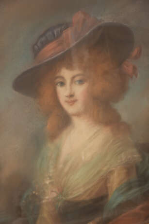 UNBEKANNTER KÜNSTLER, "Jeune Mademoiselle", Pastellkreide auf Papier, hinter Glas gerahmt, Frankreich um 1790 - Foto 1