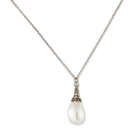 ANTIQUE NATURAL PEARL AND DIAMOND PENDANT NECKLACE - Foto 2