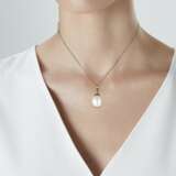 ANTIQUE NATURAL PEARL AND DIAMOND PENDANT NECKLACE - Foto 3