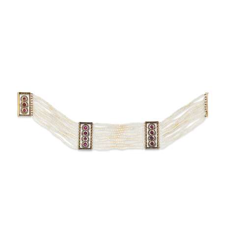 EARLY 20TH CENTURY SEED PEARL, RUBY AND DIAMOND CHOKER NECKLACE - photo 4