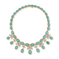 VOURAKIS TURQUOISE AND DIAMOND FRINGE NECKLACE