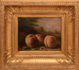 EMILE HUGOULIN,"Drei Pfirsiche", Öl auf Leinwand, gerahmt und signiert