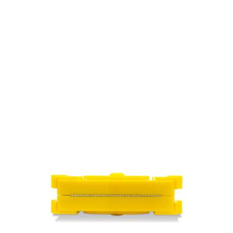 A YELLOW LUCITE LEGO CLUTCH WITH SILVER HARDWARE - photo 4
