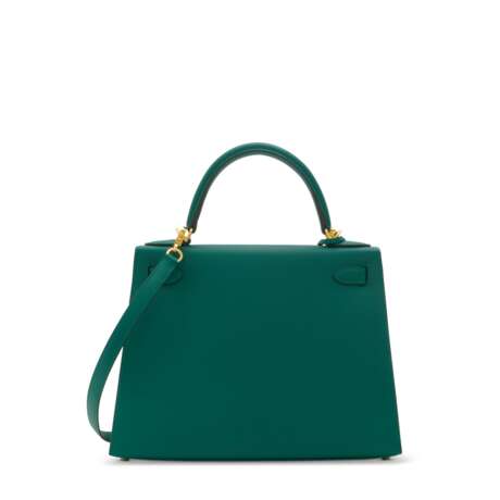 A MALACHITE EPSOM LEATHER SELLIER KELLY 28 WITH GOLD HARDWARE - Foto 3