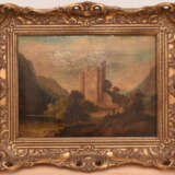 UNBEKANNTER KÜNSTLER, "Romantische Landschaft mit Ruine" Öl auf Leinwand, gerahmt, 1. Hälfte 19. Jahrhundert - photo 4