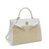 Hermes. A WHITE CLÉMENCE LEATHER & TOILE RETOURNÉ KELLY 35 WITH PALLADIUM HARDWARE - фото 2