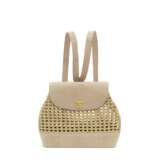 A BEIGE LAMBSKIN LEATHER & WICKER BACKPACK WITH GOLD HARDWARE - photo 1
