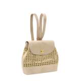 A BEIGE LAMBSKIN LEATHER & WICKER BACKPACK WITH GOLD HARDWARE - photo 2