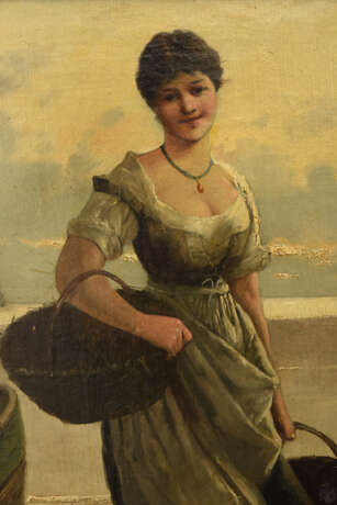 UNBEKANNTER KÜNSTLER,"Fischersfrau",Leinwand auf Holz, gerahmt, Ende 19. Jahrhundert - photo 2