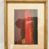 UNBEKANNTER KÜNSTLER,"Rote Streifen", Öl auf Leinwandfragment, hinter Glas gerahmt, 20. Jahrhundert - Foto 1
