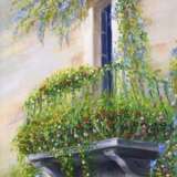 Painting “Balcony in flowers”, Canvas on cardboard, Oil paint, Contemporary art, Landscape painting, Russia, 2021 - photo 1