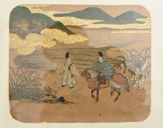 DREI ASIATISCHE MALEREIEN, Seide/Papier/Tusche,hinter Glas gerahmt, teils signiert/gestempelt, China/Japan 19./20. Jahrhundert - фото 2
