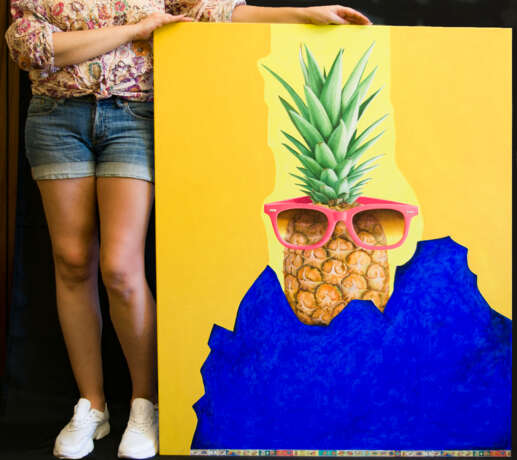 Gemälde „Heißer Sommer. Hawaii ... ☀️“, Leinwand auf dem Hilfsrahmen, Acrylfarbe, Pop Art, Stillleben, Ukraine, 2021 - Foto 3