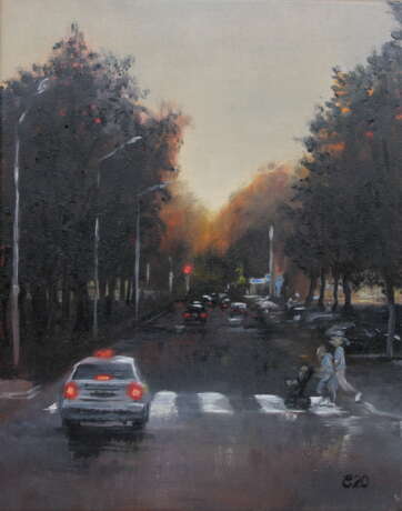 Вечер Canvas on the subframe Oil on canvas Urban аrt Cityscape Byelorussia 2020 - photo 1
