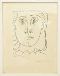 W.SEIDL NACH PABLO PICASSO,"Frauenkopf", Stich auf Papier, hinter Glas gerahmt, um 1970