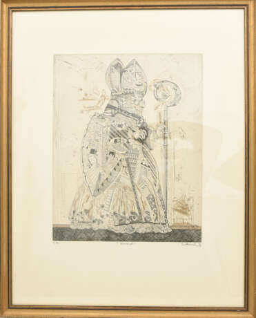 SIMON DITTRICH, "Bischof", Radierung/Aquatinta auf Papir, hinter Glas gerahmt, signiert und datiert - photo 1