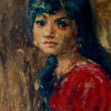 Девушка в красном платье Чуйков Семён Афанасьевич Leinwand Öl Realismus des 20. Jahrhunderts Porträt UdSSR (1922-1991) 1948 - Foto 3