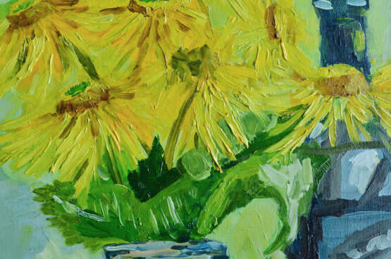 Painting “Still life with flowers and wine”, Canvas on the subframe, Oil, Still life, Russia, 2020 - photo 2